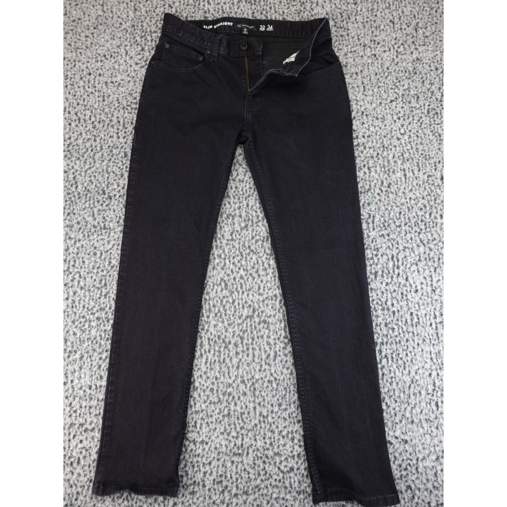 INC International Concepts Slim Straight‎ Mens 32x34 Black Denim Jeans